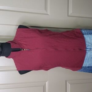 Columbia burgundy quilt fleece zipper vest size small